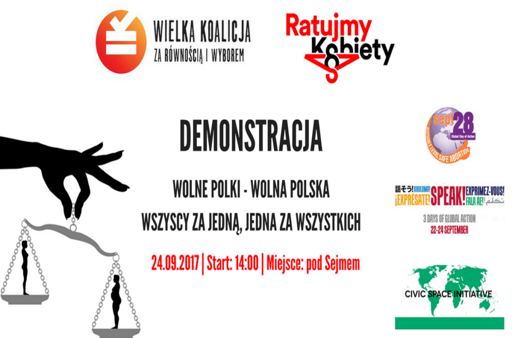Demonstracja za bezpieczną aborcją "Wolne Polki - Wolna Polska. Wszyscy za Jedną, Jedna za Wszystkich"