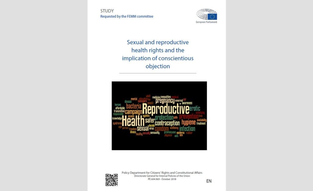 Okładka raportu "Sexual and reproductive health and rights and the implication of conscientious objection"